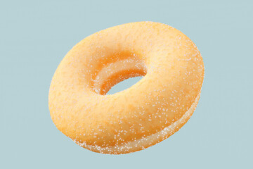 Chocolate glazed donut with sugar on a grey background
