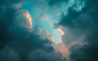 A photo of the sky with clouds in shades of blue, creating an atmosphere that evokes calmness and tranquility