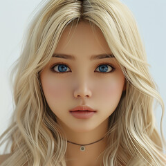 Fototapeta premium close up portrait of a asian blond young woman with blue eyes