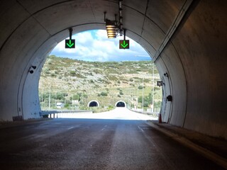 road street highway egnatia in greece two tunnels