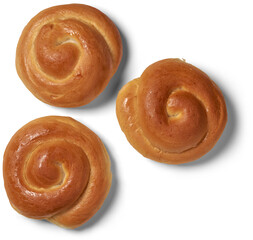 freshly baked sweet roll buns or bread rolls, golden brown soft breakfast or tea time snack...