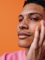 Obraz premium Embracing Self-Care: Middle Eastern Man Applying Sunscreen for Skin Protection