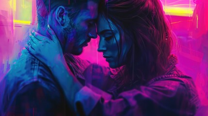 Loving couple in the night