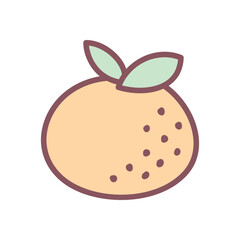 Cute tangerine icon. Hand drawn illustration of a mandarine isolated on a white background. Vector 10 EPS.