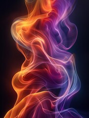 Obraz premium An ethereal, flowing form emerges from the darkness, its vibrant colors swirling and merging in a mesmerizing dance.