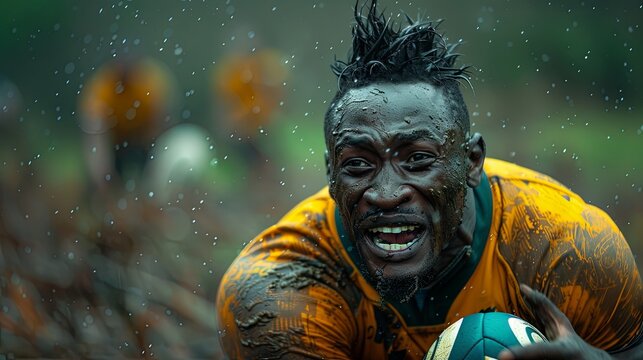 Rugby Black player in mid-action.