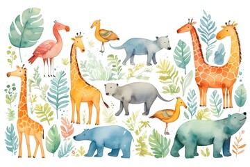 Children's illustration with animals