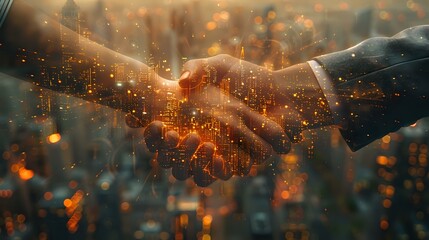 City Handshake: A Fusion of Business and Technology in a Double Exposure