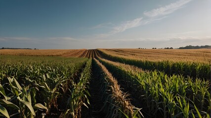 A transparent background with a solitary cornfield - Generative AI