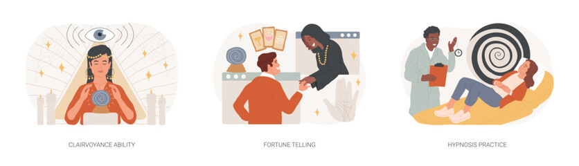 Extrasensory ability isolated concept vector illustration set.