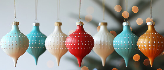 Festive Christmas Baubles with Sparkling Lights on Blurry Background. Christmas Banner