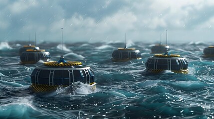 of Wave Energy Converters: Harnessing Ocean Motion into Green Power - obrazy, fototapety, plakaty
