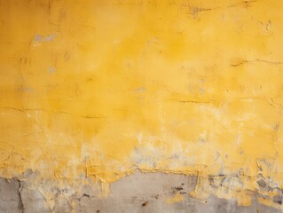 Yellow wall texture rough background dark concrete floor old grunge background painted color stucco texture with copy space empty blank copyspace