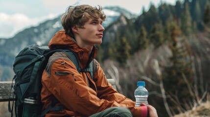 Man Resting During Mountain Hike