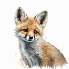 Obraz premium Artistic Baby Fox Portrait with Detailed Fur Texture, Elegant Wildlife Digital Painting realistic cute 