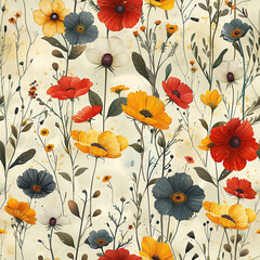 Mughal flower seamless traditional pattern on color background