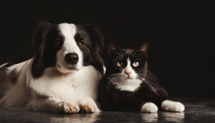 cat and dog lying together on the floor