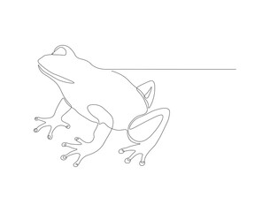 Continuous line drawing of frog. One line of cowboy frog. Amphibian animal concept continuous line art. Editable outline.