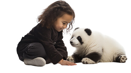 Panda Playful Child on Transparent Background.