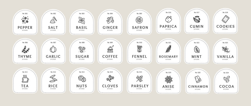 labels for spices food stickers  containers3.eps