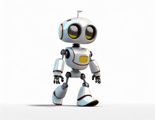 正面を向いて歩いているロボット。CG風。AI生成画像。