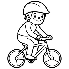Naklejka premium kid-on-bicycle--cute-kid-riding-his-bicycle