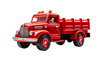 Vintage Fire Engine Toy on Transparent Background.