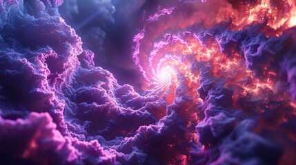 Mystical Space Cloudscape with Purple, Blue, and Red Hues