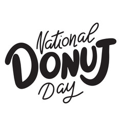 National Donut Day text banner in black color. Hand drawn vector art.