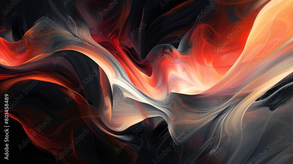 Poster an abstract digital painting exploring the interplay of light and shadow.