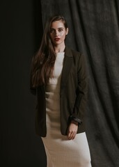 Businesswoman wearing black oversized blazer