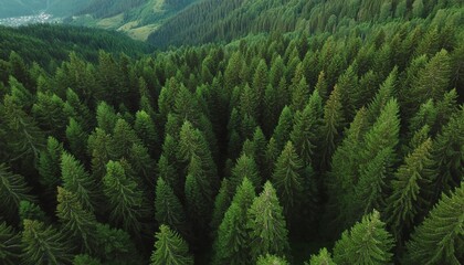 high angle forest and green trees