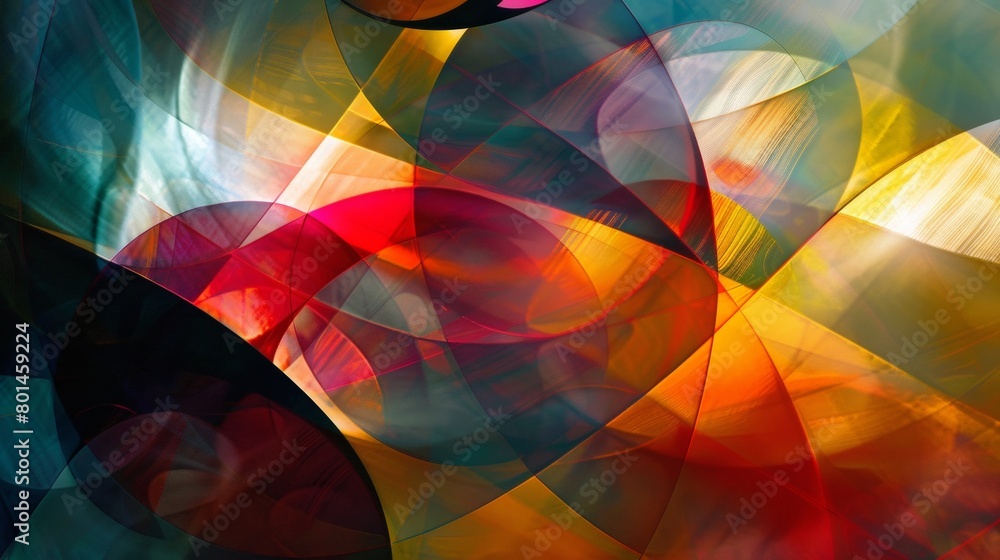 Poster an abstract digital painting exploring the interplay of light and shadow.