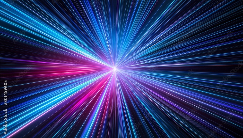 Wall mural abstract neon light rays background starburst dynamic lines speed of light in galaxy explosion in un