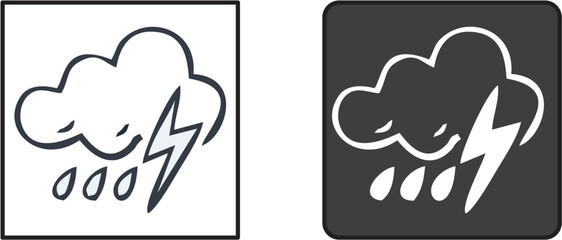 cloud lightning icon set. weather icon. storm icon collections symbol sign, vector illustration