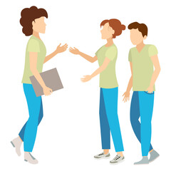 Fototapeta premium Medical clinic. A nurse talks to medical students. Doctors and nurses.
