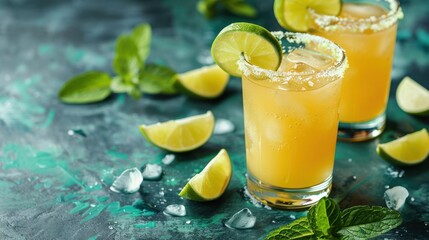 Vibrant Honey Limeade Beverage in a Glass Refreshing Summer Copy Space