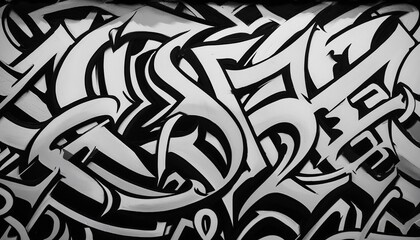 black and white graffiti pattern texture background with a lot of black and white lettering