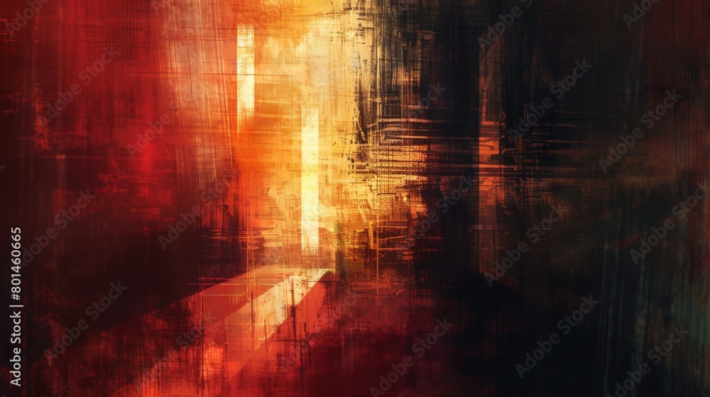 Poster an abstract digital painting exploring the interplay of light and shadow.