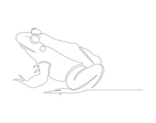 Continuous line drawing of frog. One line of cowboy frog. Amphibian animal concept continuous line art. Editable outline.