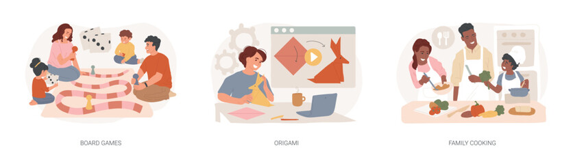 Social isolation free time isolated concept vector illustration set.