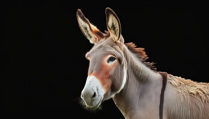 Fototapeta premium donkey close up head on black background