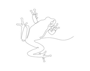 Continuous line drawing of frog. One line of cowboy frog. Amphibian animal concept continuous line art. Editable outline.