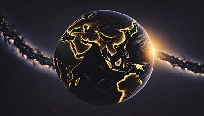 planet earth from the space at night 3d render