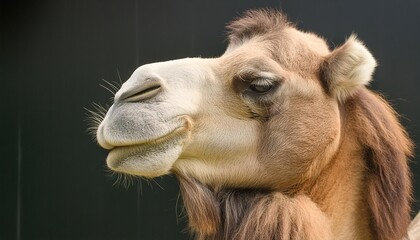 Obraz premium camel close up head on black background