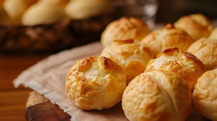 pão de queijo, also known as cheese buns or cheese bread. traditional brazilian snack food