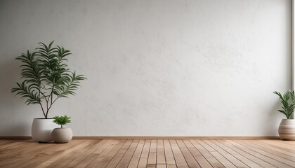 white blank concrete wall mockup with a wooden floor