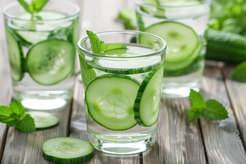 Infused cucumber drink. Detox water. Cucumber lemonade.