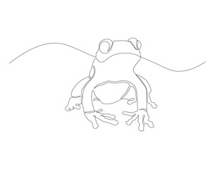 Continuous line drawing of frog. One line of cowboy frog. Amphibian animal concept continuous line art. Editable outline.