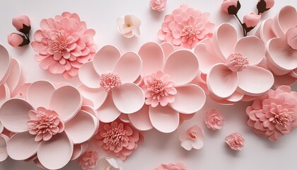 pink flowers on a white background flower wallpaper digital craft style decorative floral backdrop generative ai